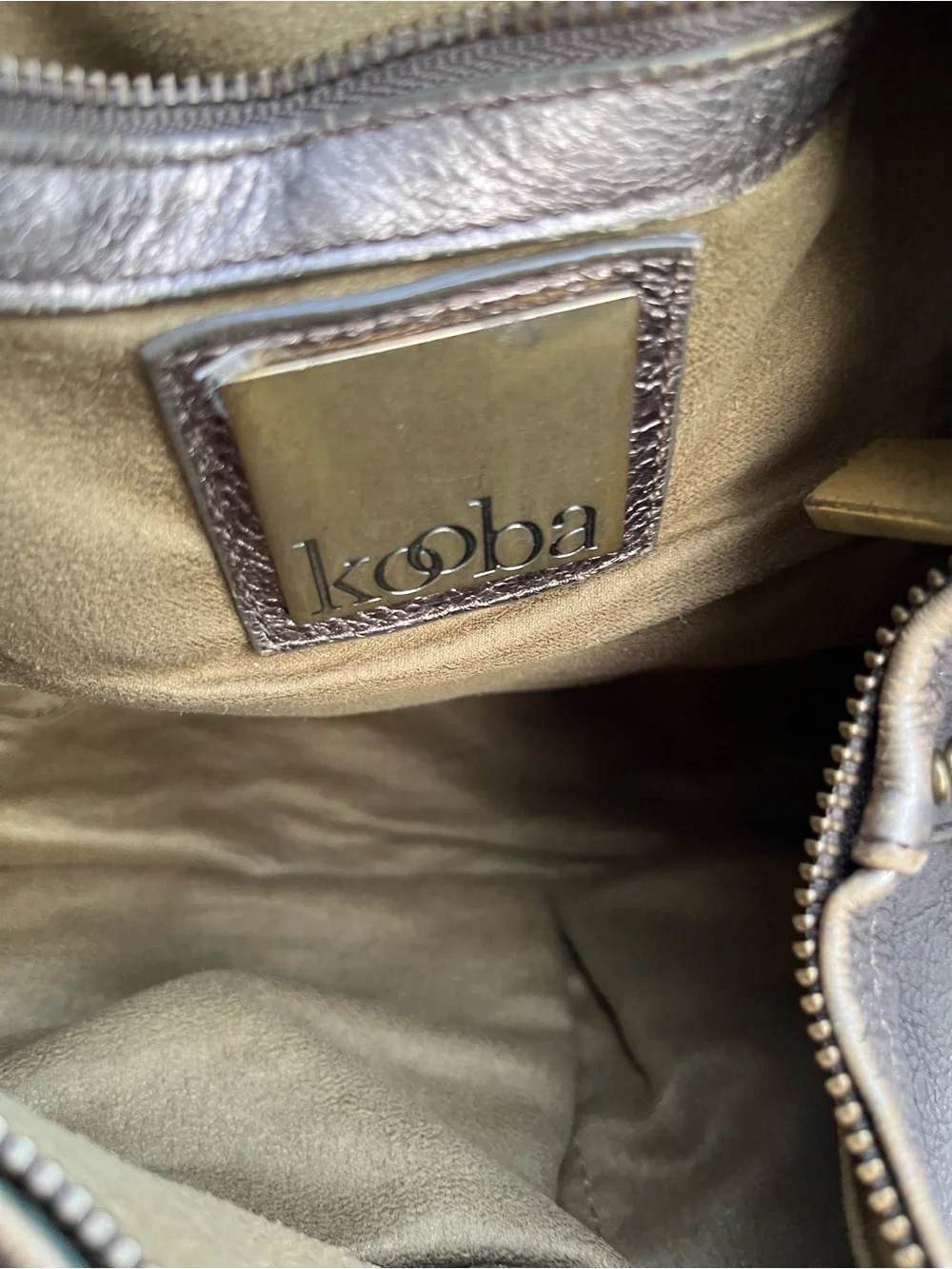 Kooba Genuine Leather Metallic Bronze Hobo Bag - Studded Design